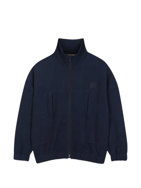 BOSS Kidswear logo-patch zip-up cardigan