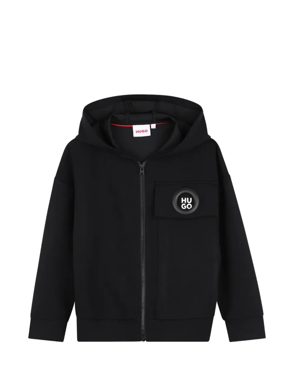 HUGO KIDS Kapuzenjacke mit Logo-Patch - Schwarz