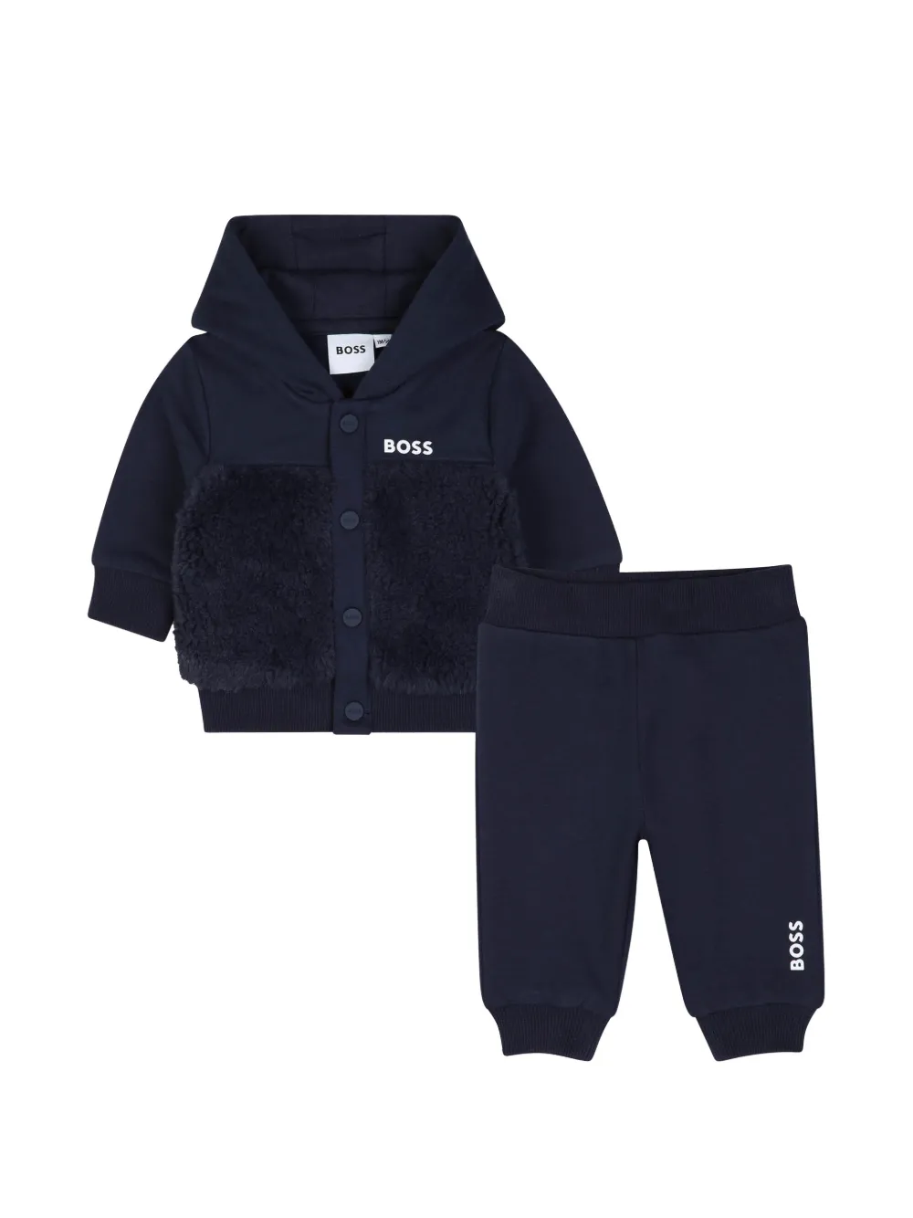 BOSS Kidswear Jogginganzug mit Shearling-Einsatz - Blau