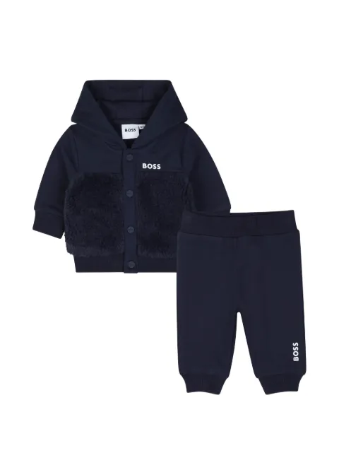 BOSS Kidswear traje deportivo con panel texturizado y logo estampado