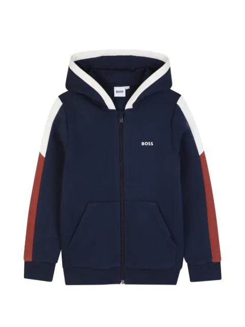 BOSS Kidswear colour-block zip-up hoodie