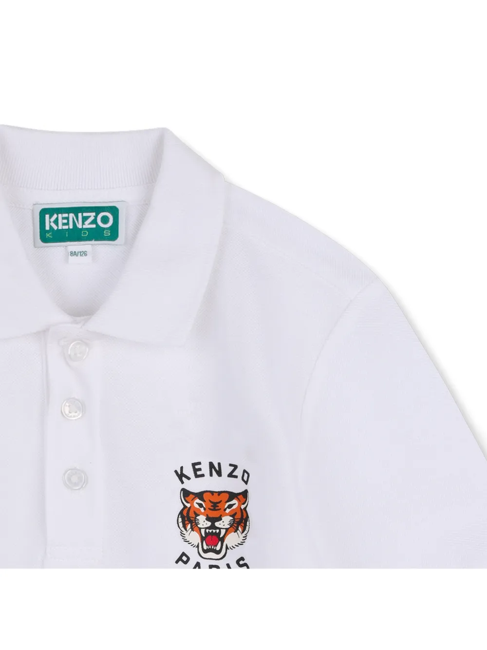 Kenzo Kids Poloshirt met tijgerkop Wit