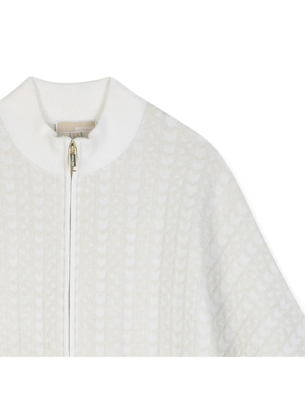 Michael Kors Kids Gebreide cape met rits en monogrma Beige