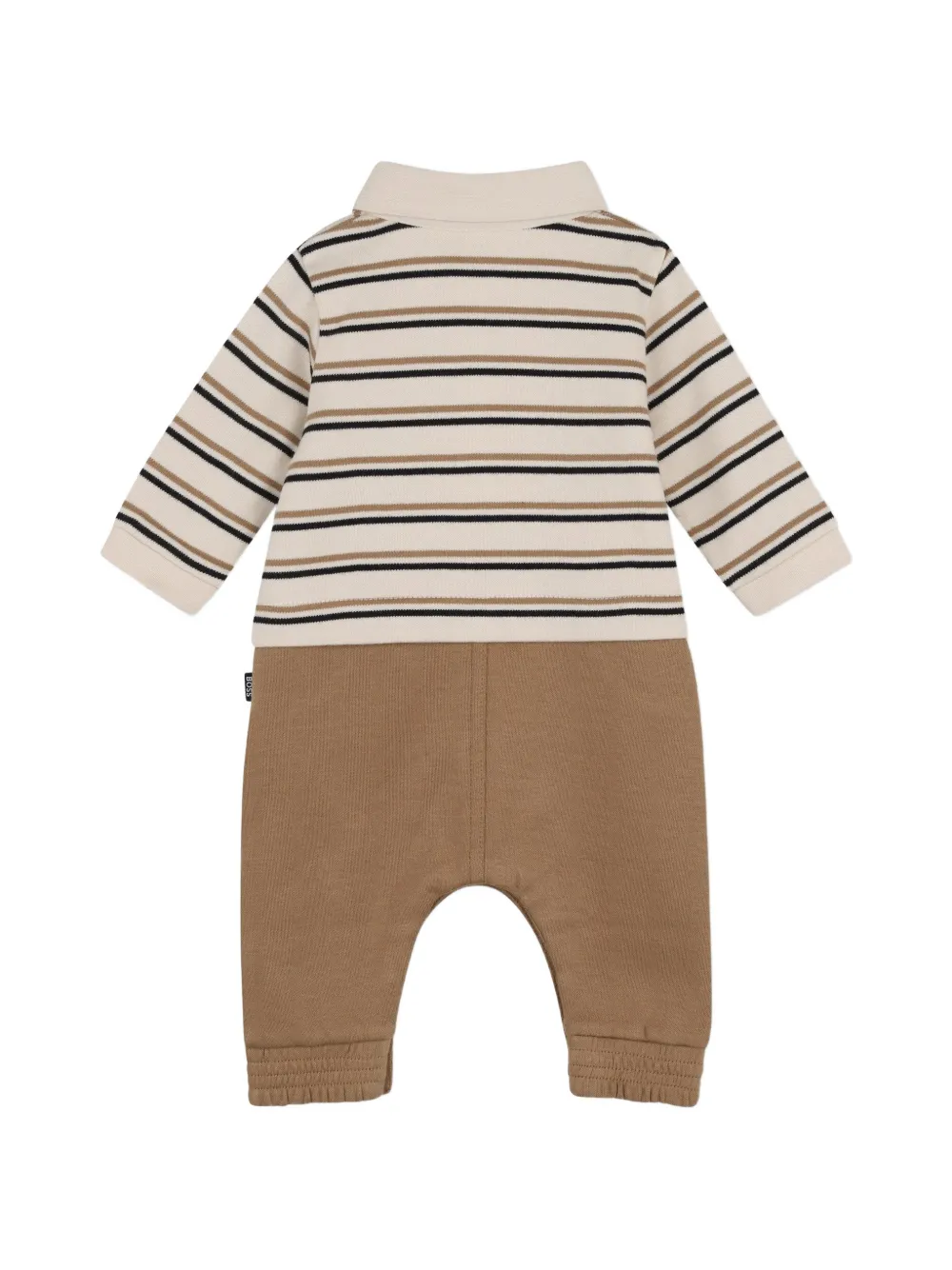 BOSS Kidswear Gestreepte katoenen romper Beige