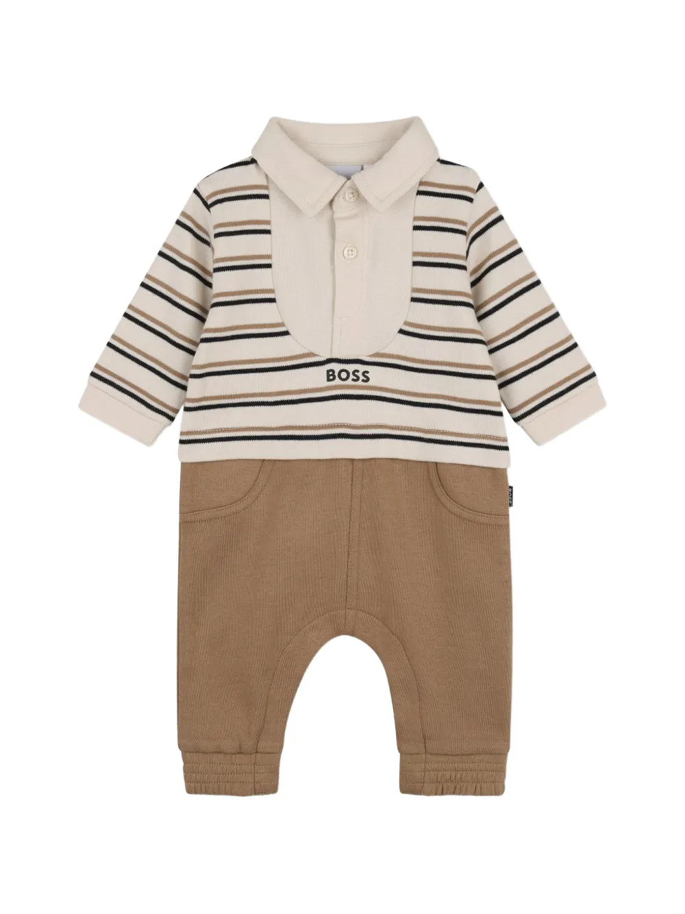 BOSS Kidswear striped cotton romper - Nude