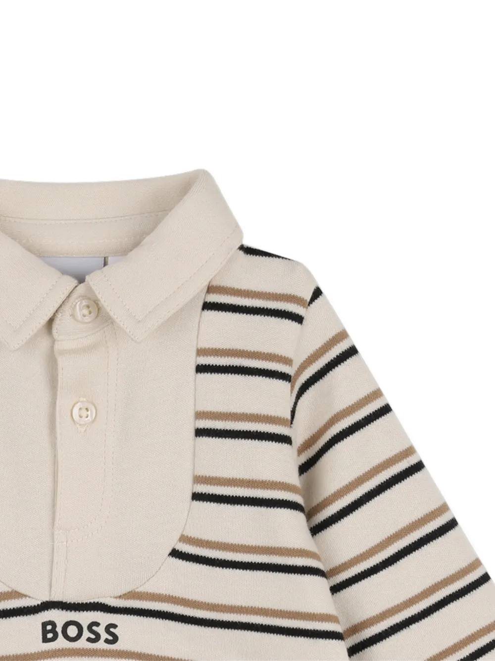 BOSS Kidswear Gestreepte katoenen romper Beige