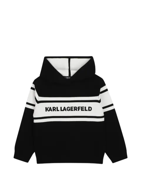 Karl Lagerfeld Kids intarsiastrikket hættetrøje med logo