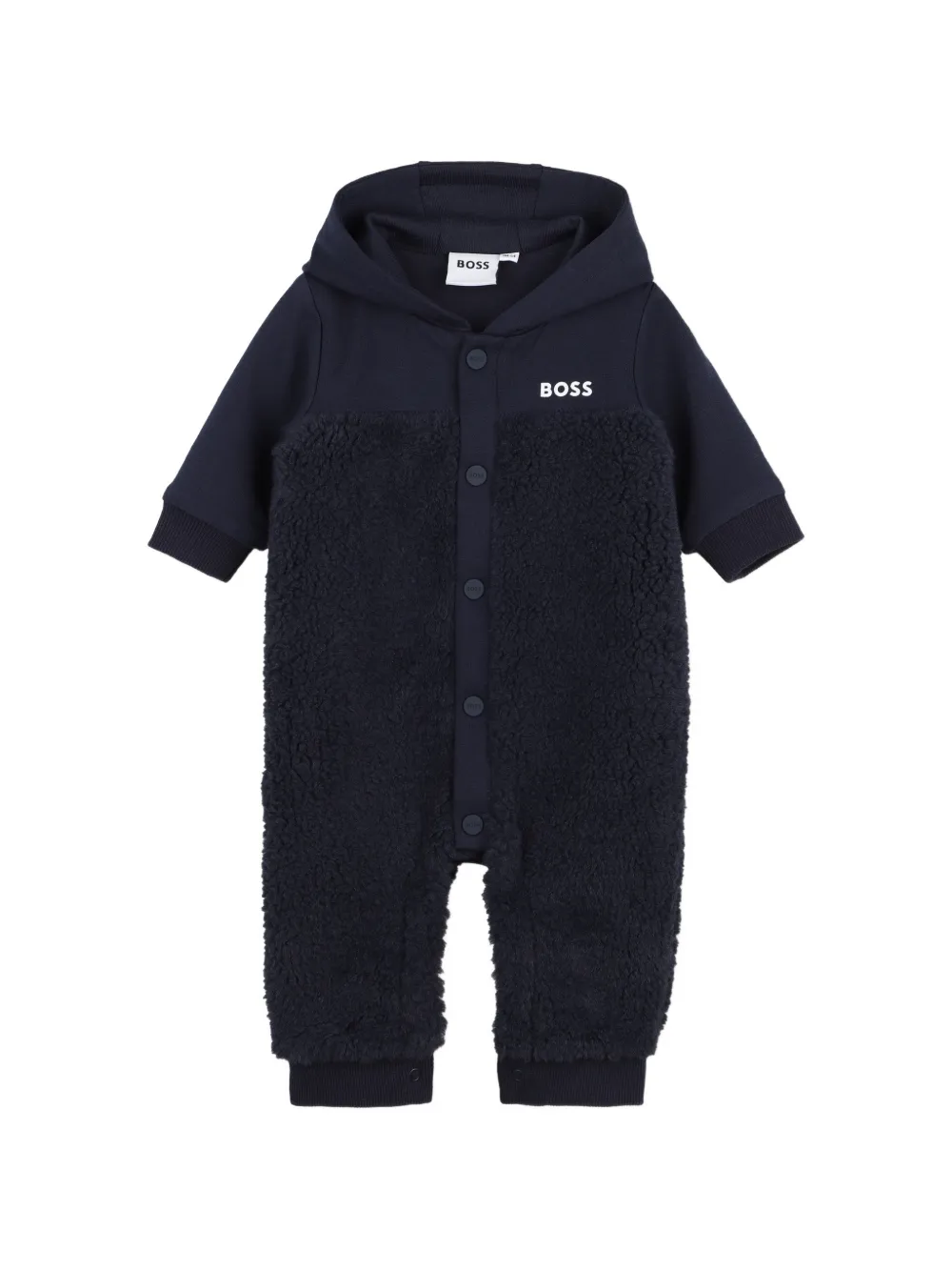 BOSS Kidswear fleece-panelled hooded romper - Blau
