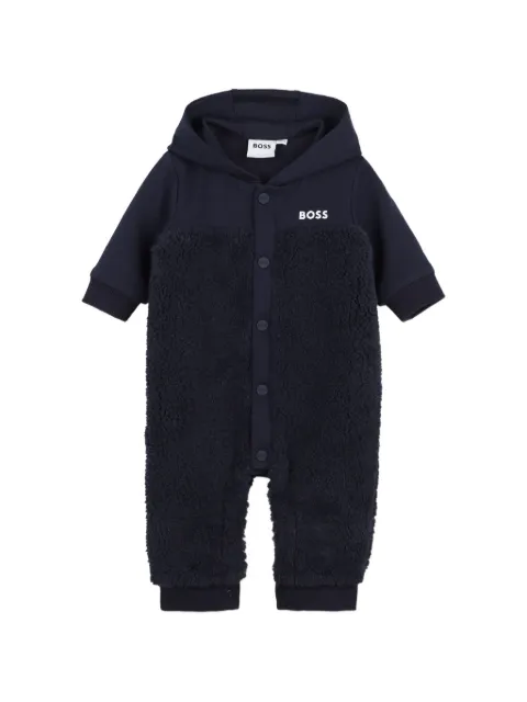 BOSS Kidswear fleece-panelled hooded romper