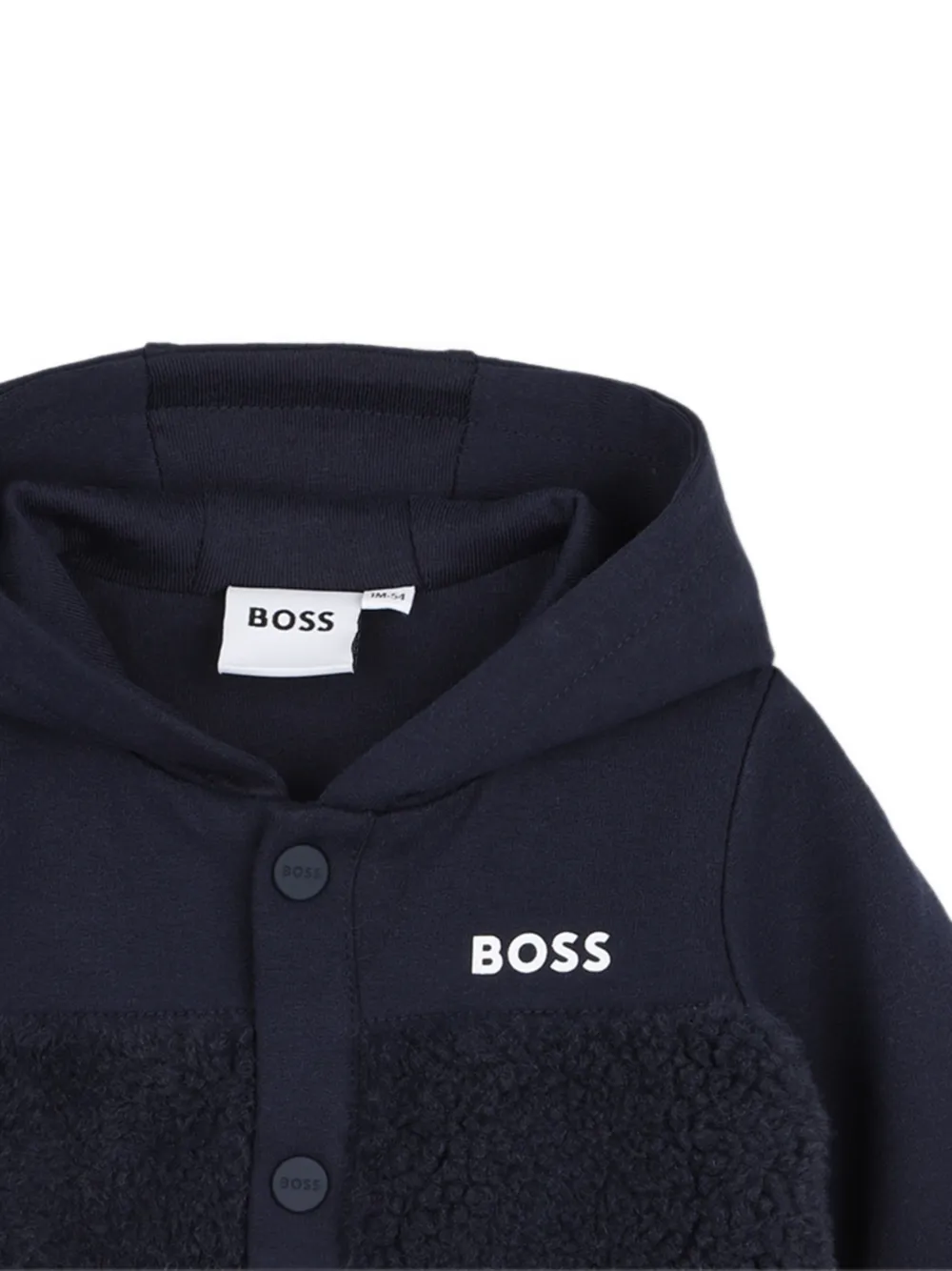BOSS Kidswear Romper met fleece vlakken en capuchon Blauw