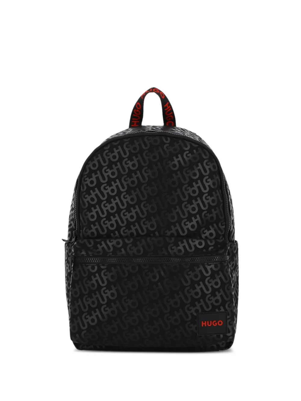 HUGO KIDS monogram-print logo-patch backpack - Schwarz