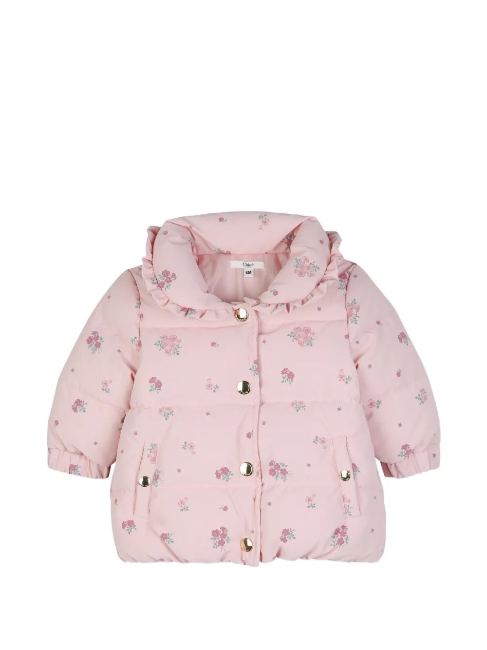 Chloé Kids Gesteppte Jacke mit Blumen-Print - Rosa