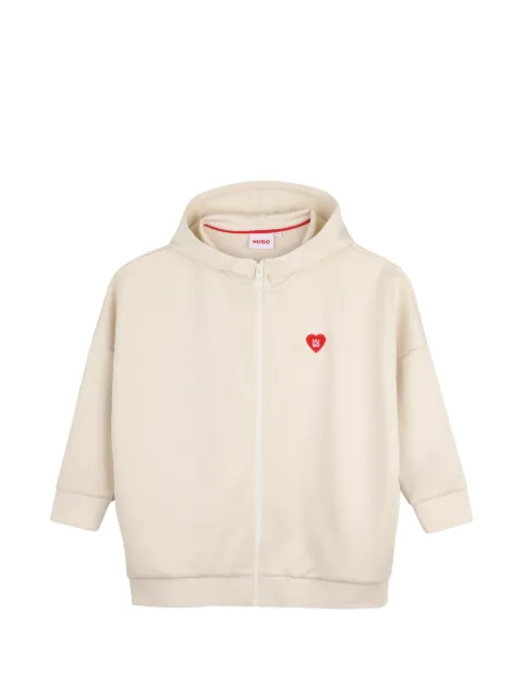 HUGO KIDS logo-jacquard zip-up hoodie
