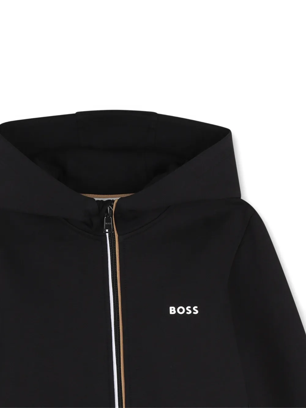 BOSS Kidswear Hoodie met logoprint en rits Zwart