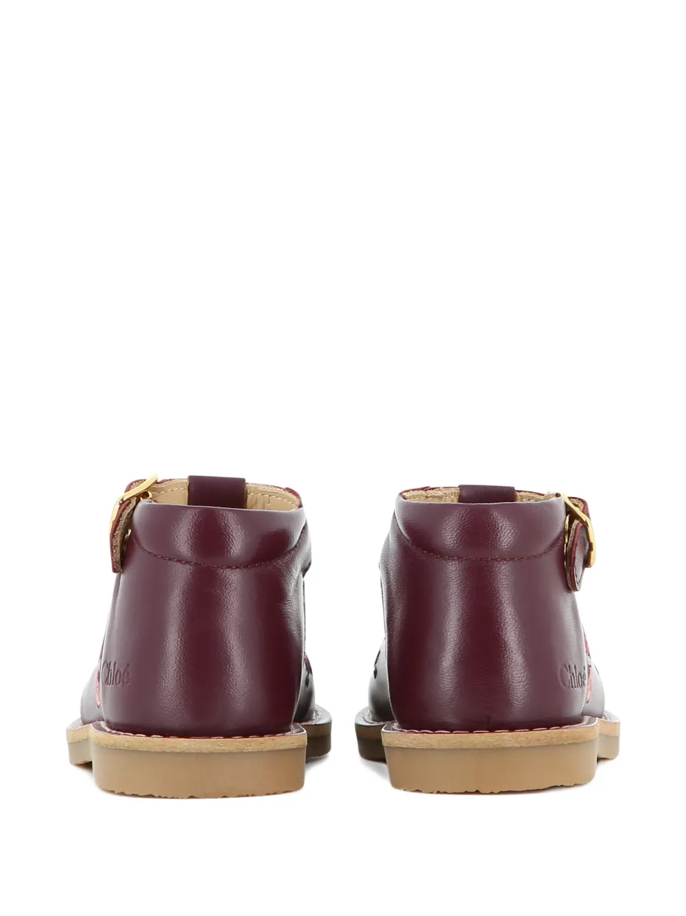 Chloé Kids floral-embroidered leather booties Rood