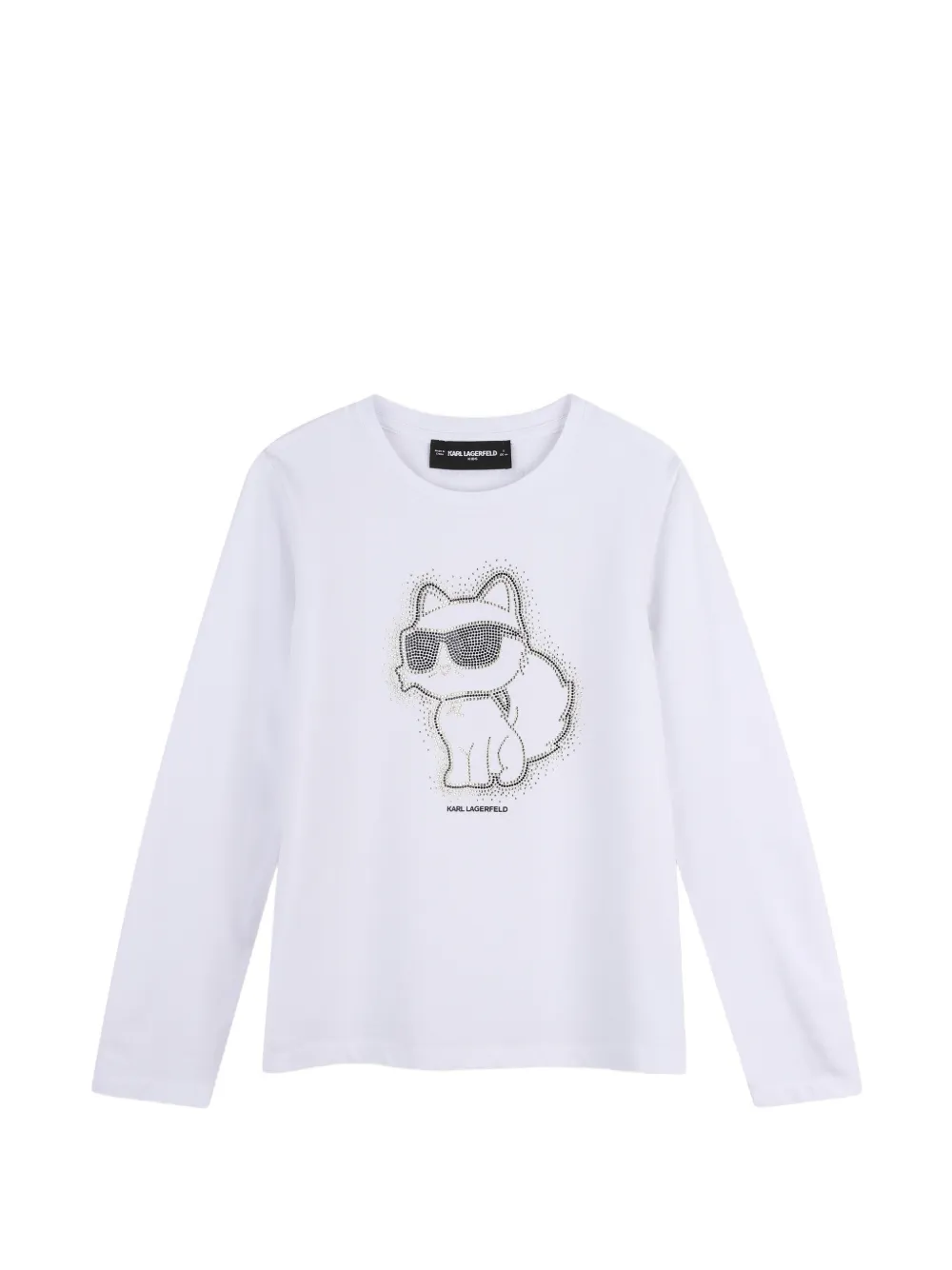 Karl Lagerfeld Kids Choupette rhinestone-embellished long-sleeve T-shirt - Bianco