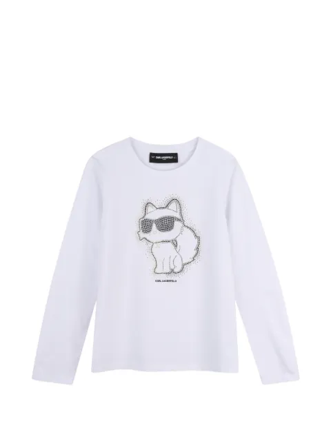 Karl Lagerfeld Kids Choupette rhinestone-embellished long-sleeve T-shirt