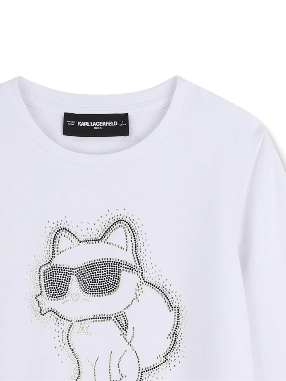 Karl Lagerfeld Kids Choupette T-shirt verfraaid met stras Wit