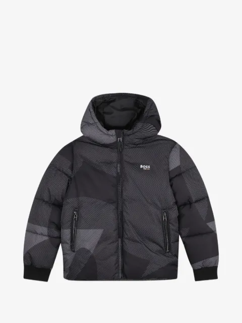 BOSS Kidswear chamarra capitonada con monograma estampado