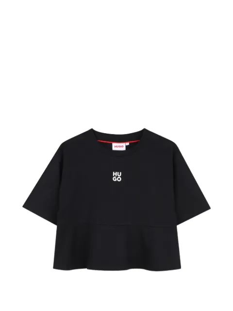 HUGO KIDS peplum-hem logo-print T-shirt