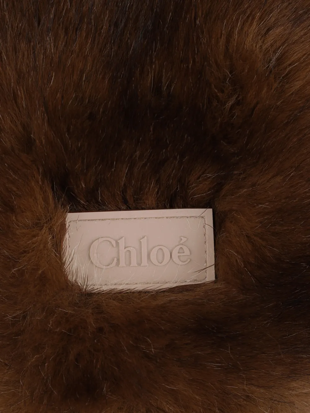 Chloé Kids Wanten van imitatiebont met logo-patch Bruin