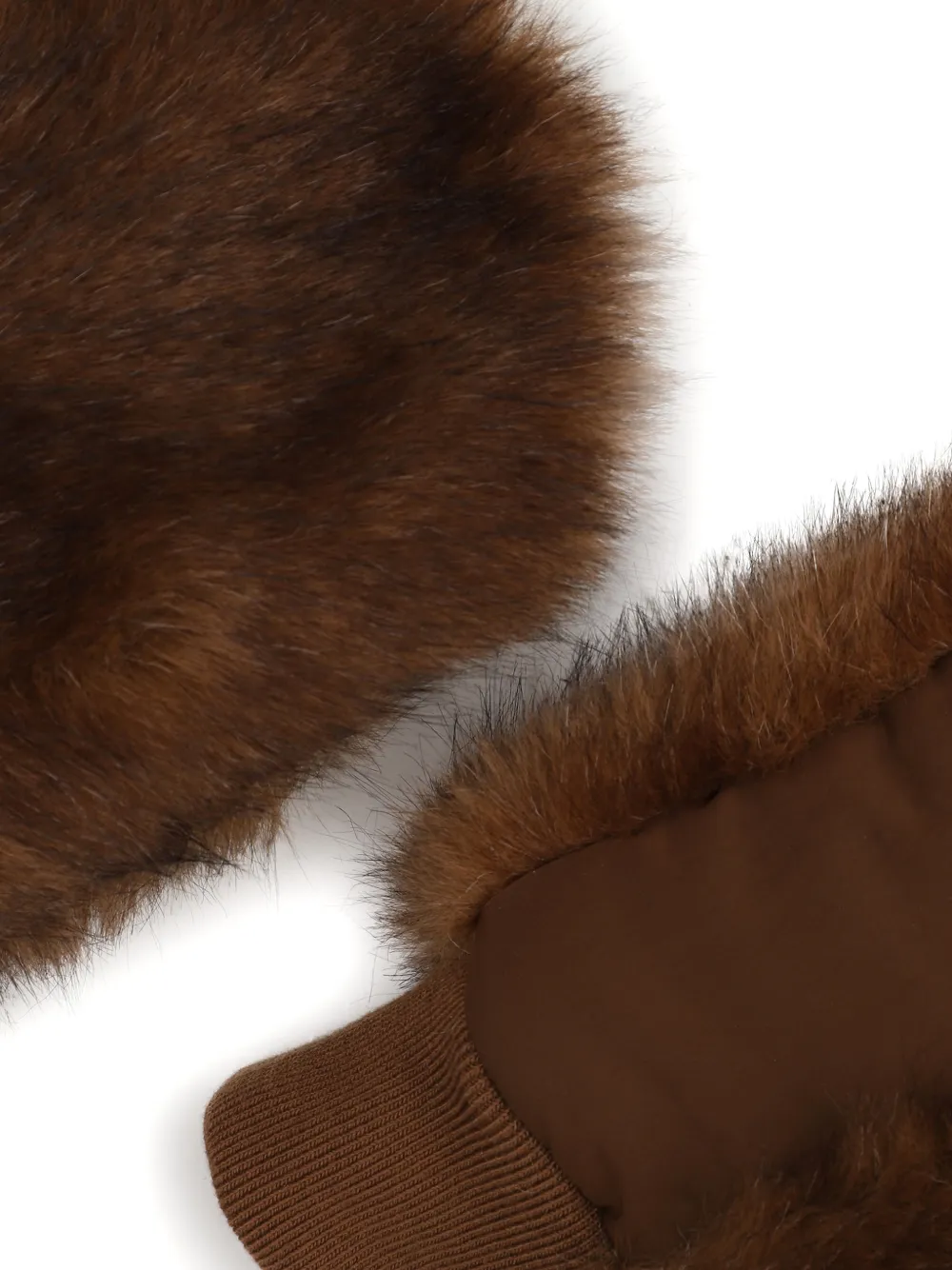 Chloé Kids Wanten van imitatiebont met logo-patch Bruin