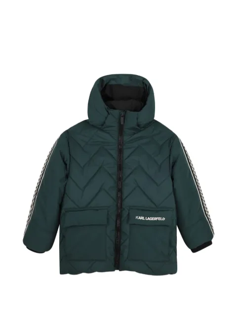 Karl Lagerfeld Kids chevron-quilted logo-tape padded jacket