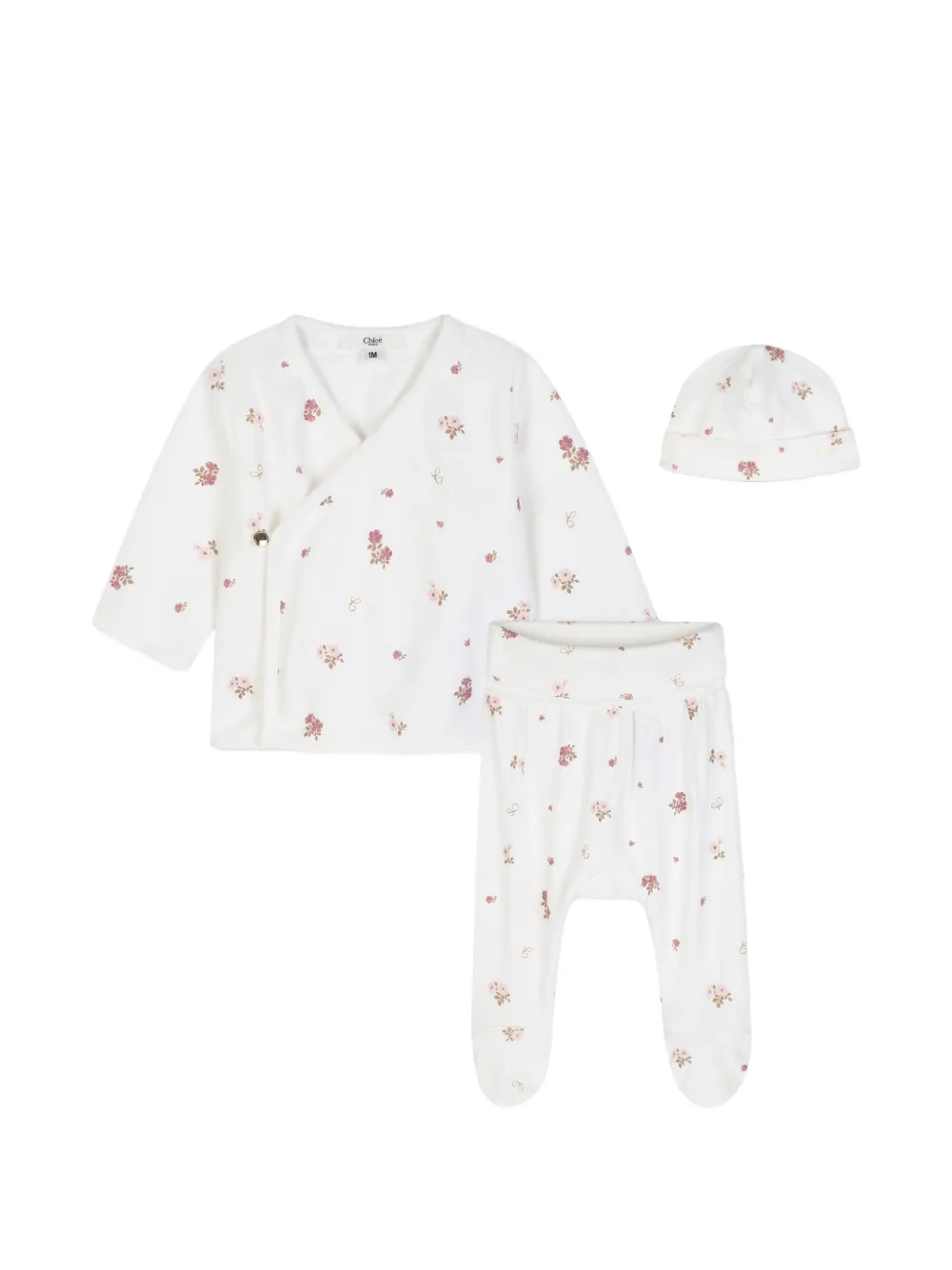 Chloé Kids Gewickeltes Set mit Blumen-Print - Weiß