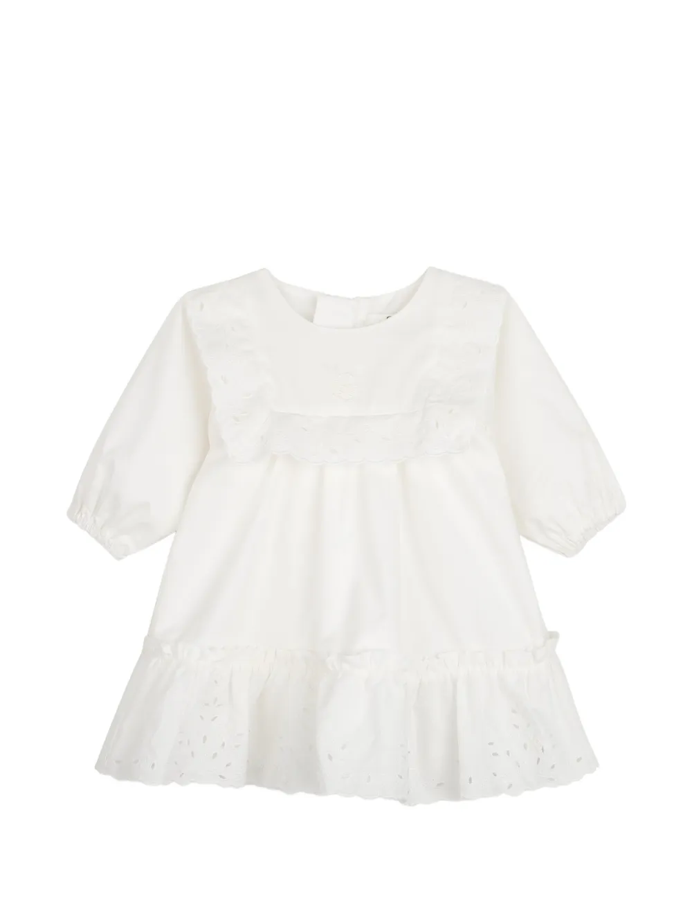 Chloé Kids Popeline jurk en haarband met geborduurde bloemen Wit