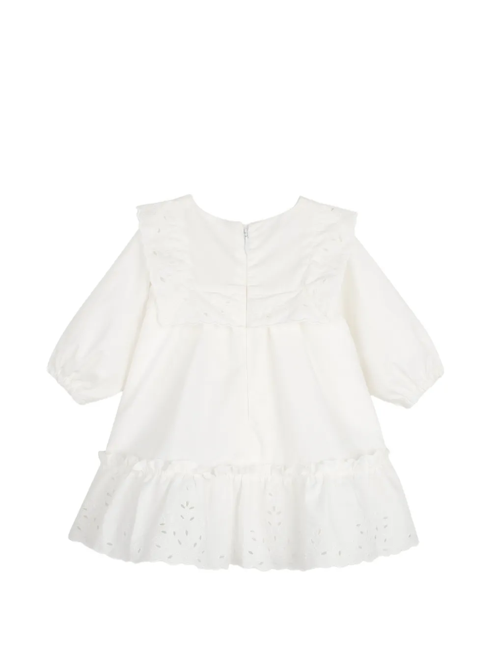 Chloé Kids Popeline jurk en haarband met geborduurde bloemen Wit