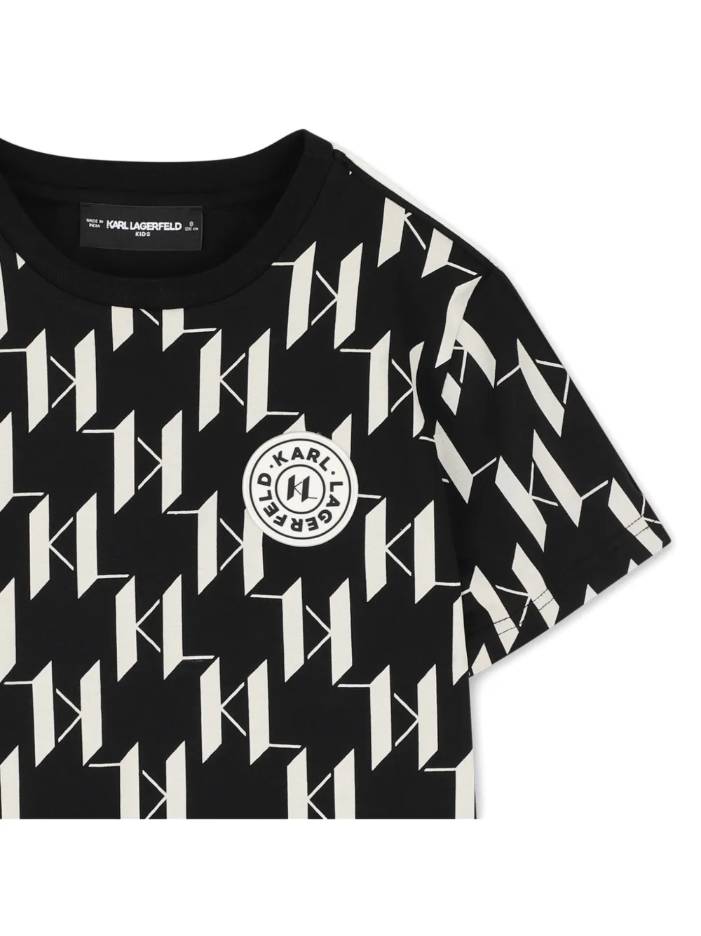 Karl Lagerfeld Kids T-shirt met monogram-print en logo-patch Zwart