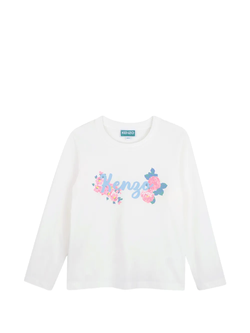 Kenzo Kids floral-print logo-print T-shirt - Bianco