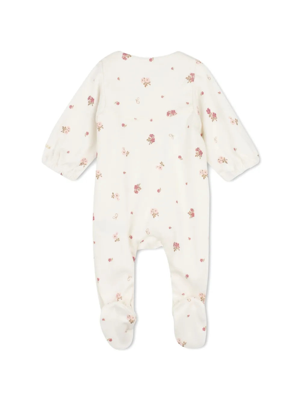 Chloé Kids Pyjama en slabbetje met bloemen-print Beige