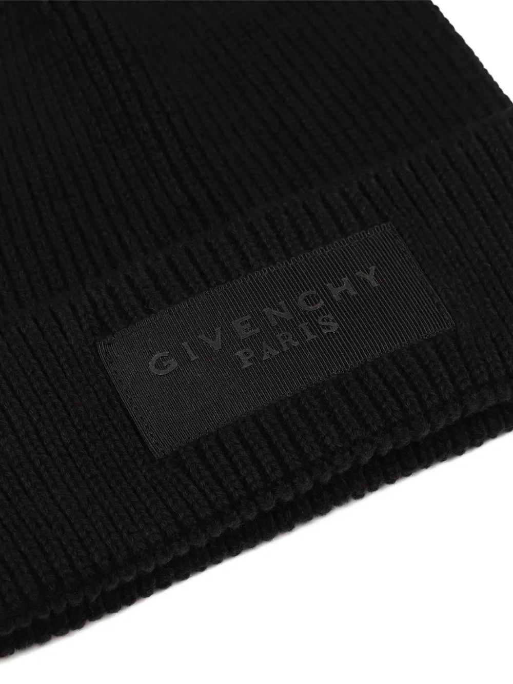 Givenchy Kids Ribgebreide muts met logopatch Zwart