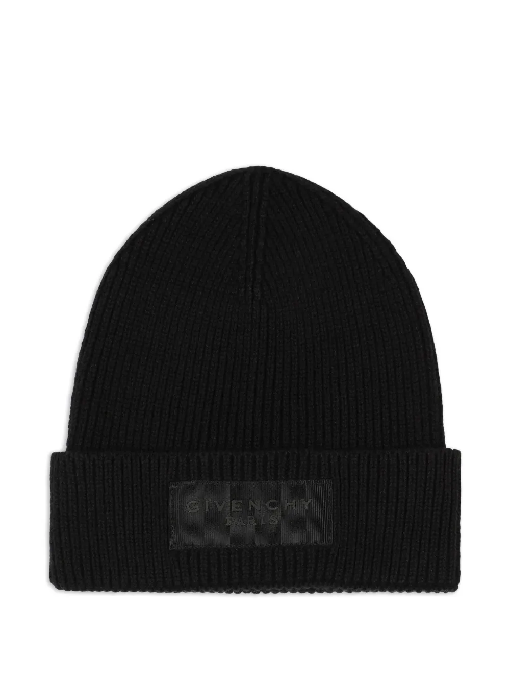 Givenchy Kids bonnet côtelé à patch logo - Noir Givenchy Kids bonnet côtelé à patch logo - Noir