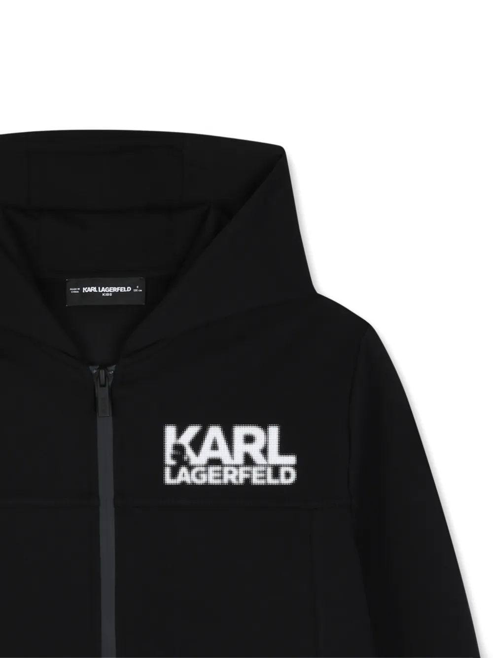 Karl Lagerfeld Kids Hoodie met logoprint en rits Zwart