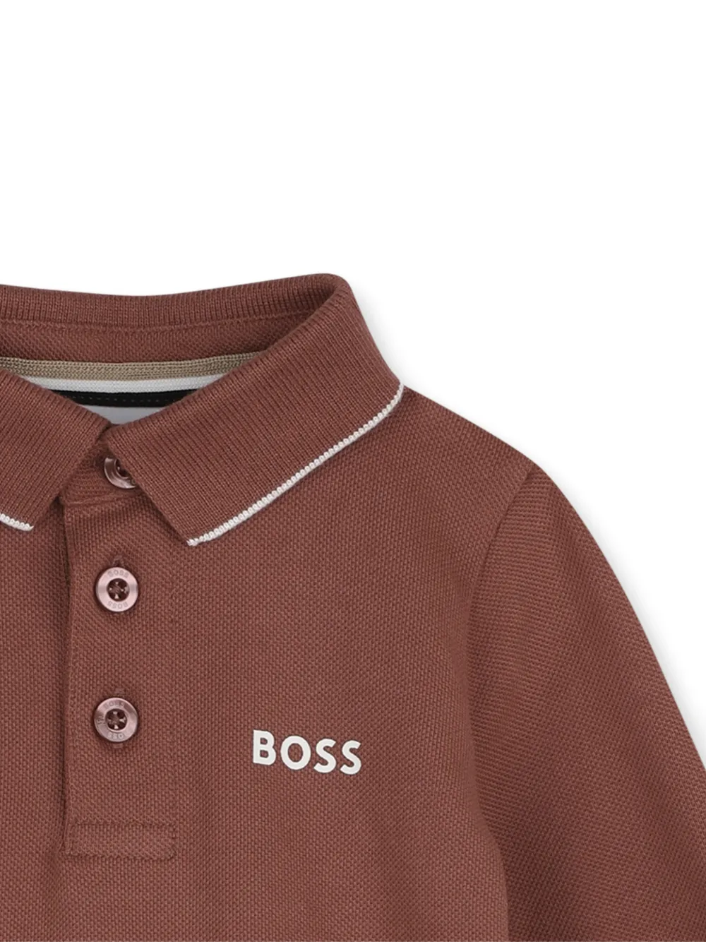 BOSS Kidswear Poloshirt met logoprint Bruin