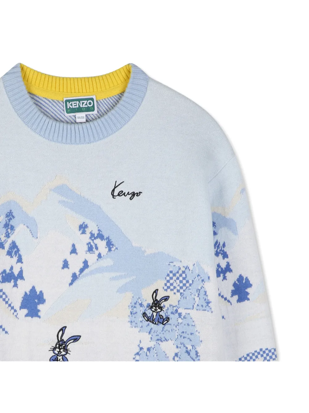Kenzo Kids Intarsia gebreide trui met grafische print Blauw