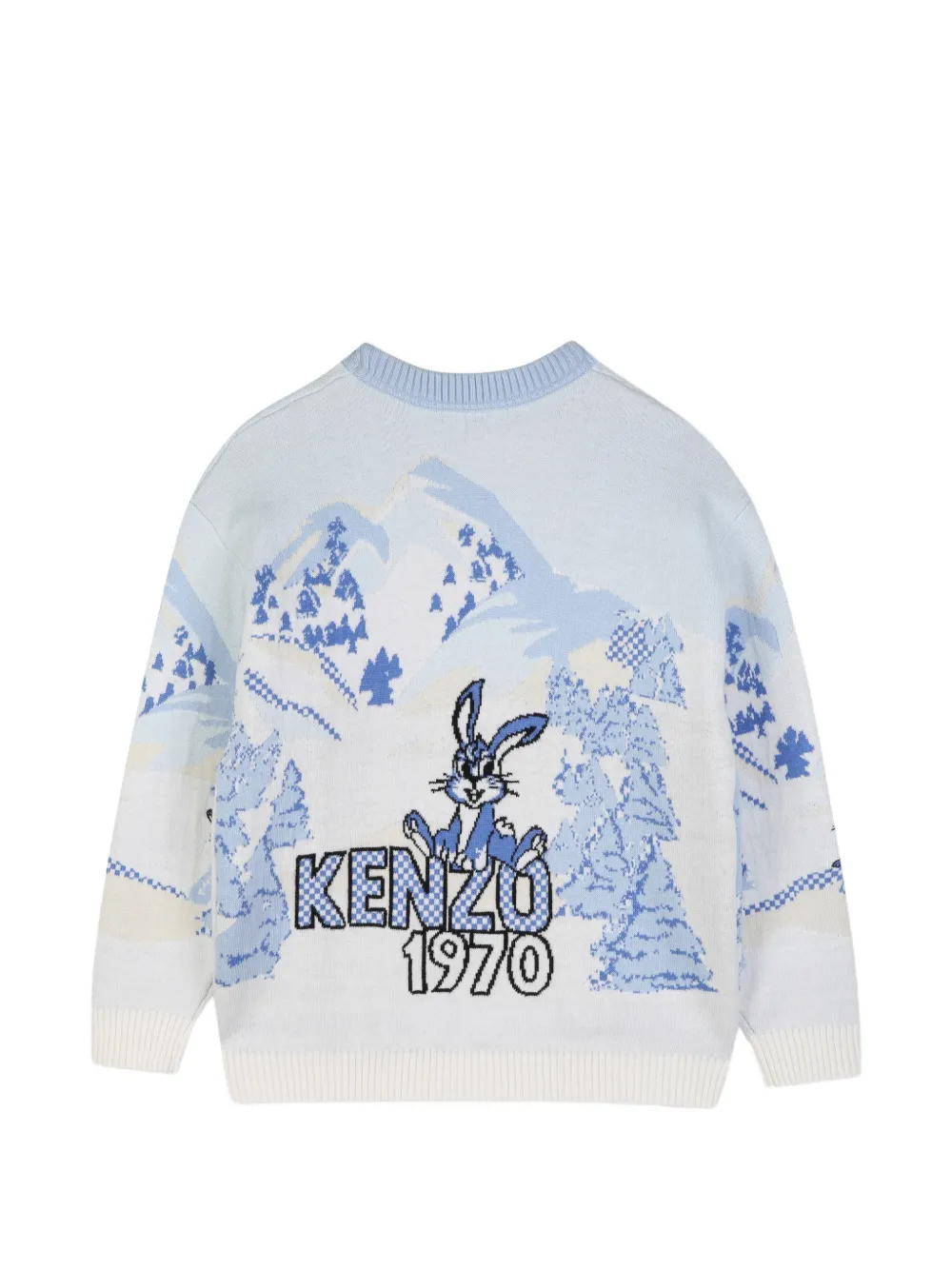 Kenzo Kids Intarsia gebreide trui met grafische print Blauw