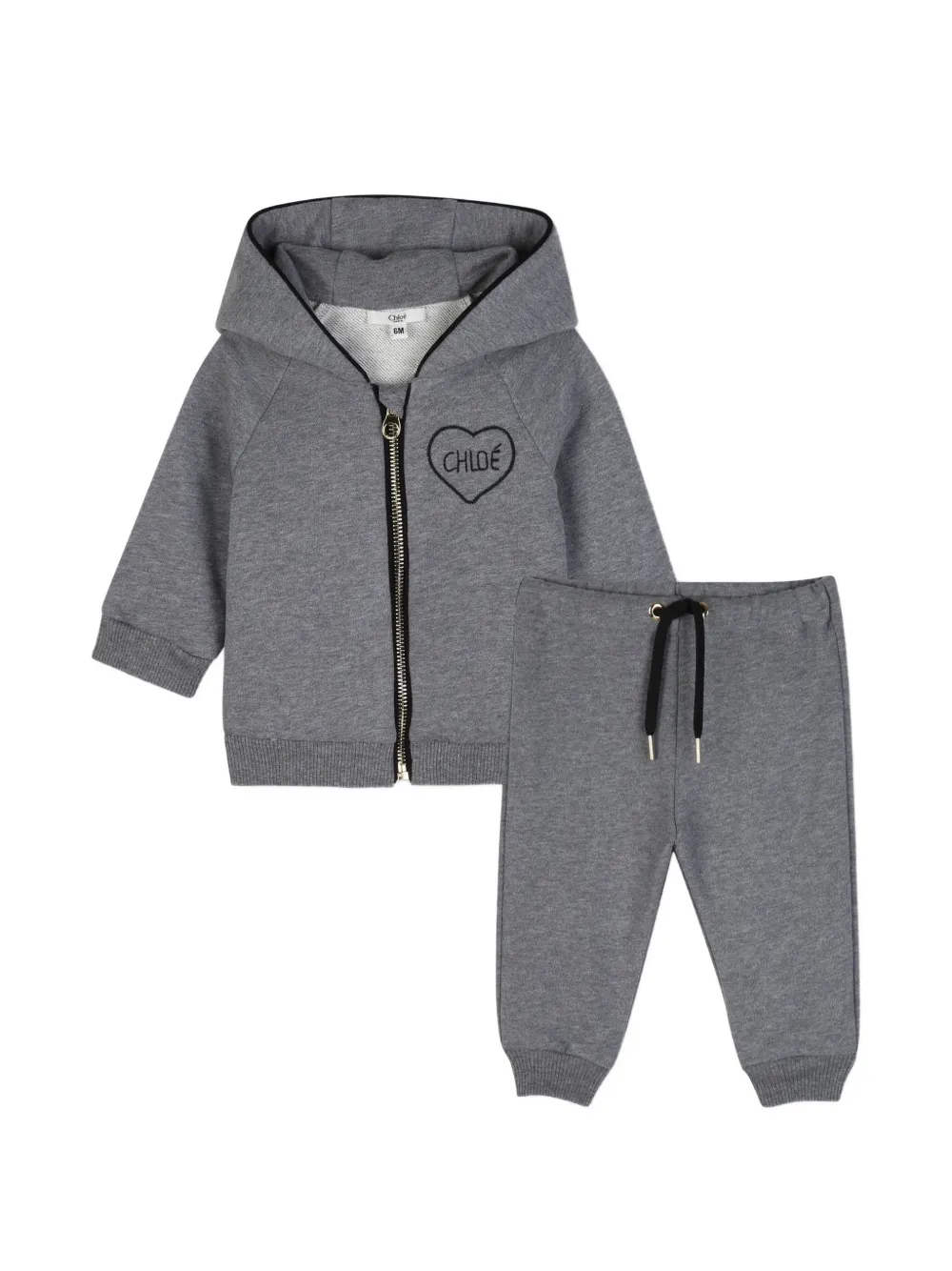 Chloé Kids Jogginganzug mit Herzstickerei - Grau