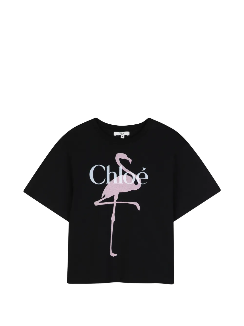 Chloé Kids T-Shirt mit Flamingo-Print - Schwarz