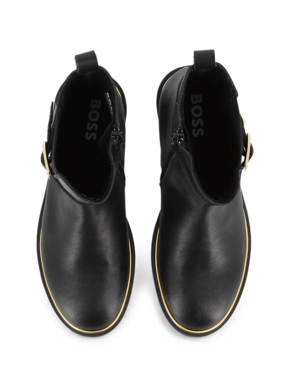 BOSS Kidswear Enkellaarzen met gespdetail Zwart