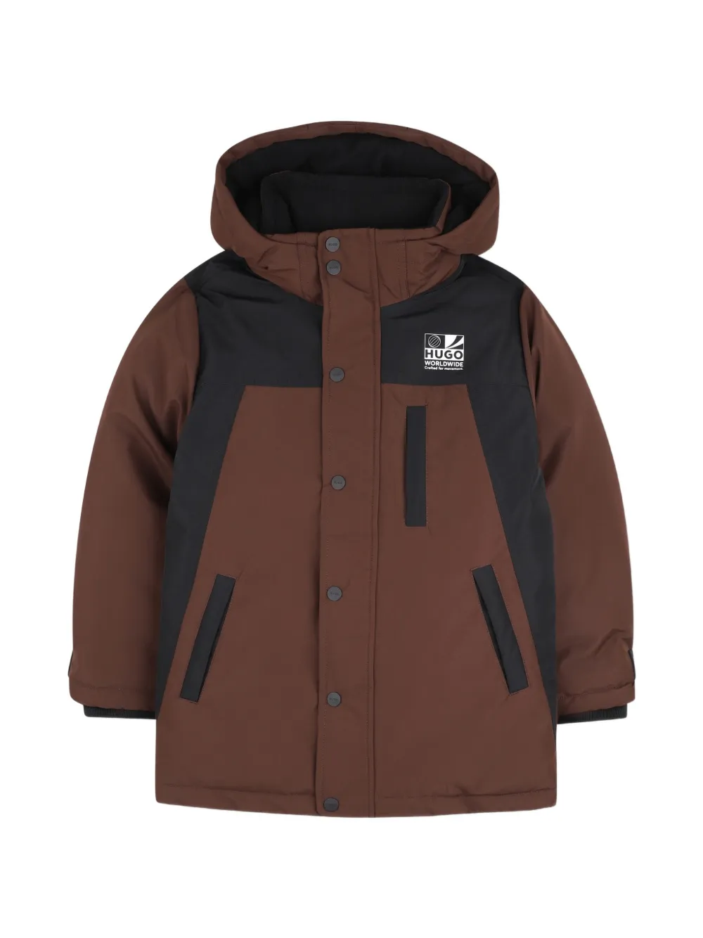 HUGO KIDS Kapuzenparka in Colour-Block-Optik - Braun