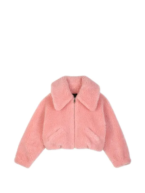 Givenchy Kids logo-embroidered faux-shearling jacket