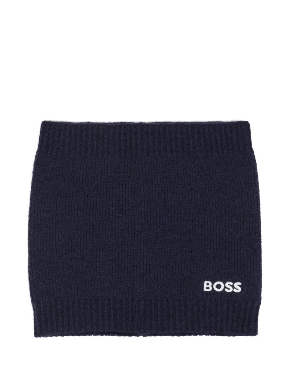 BOSS Kidswear Ribgebreide col met geborduurd logo Blauw