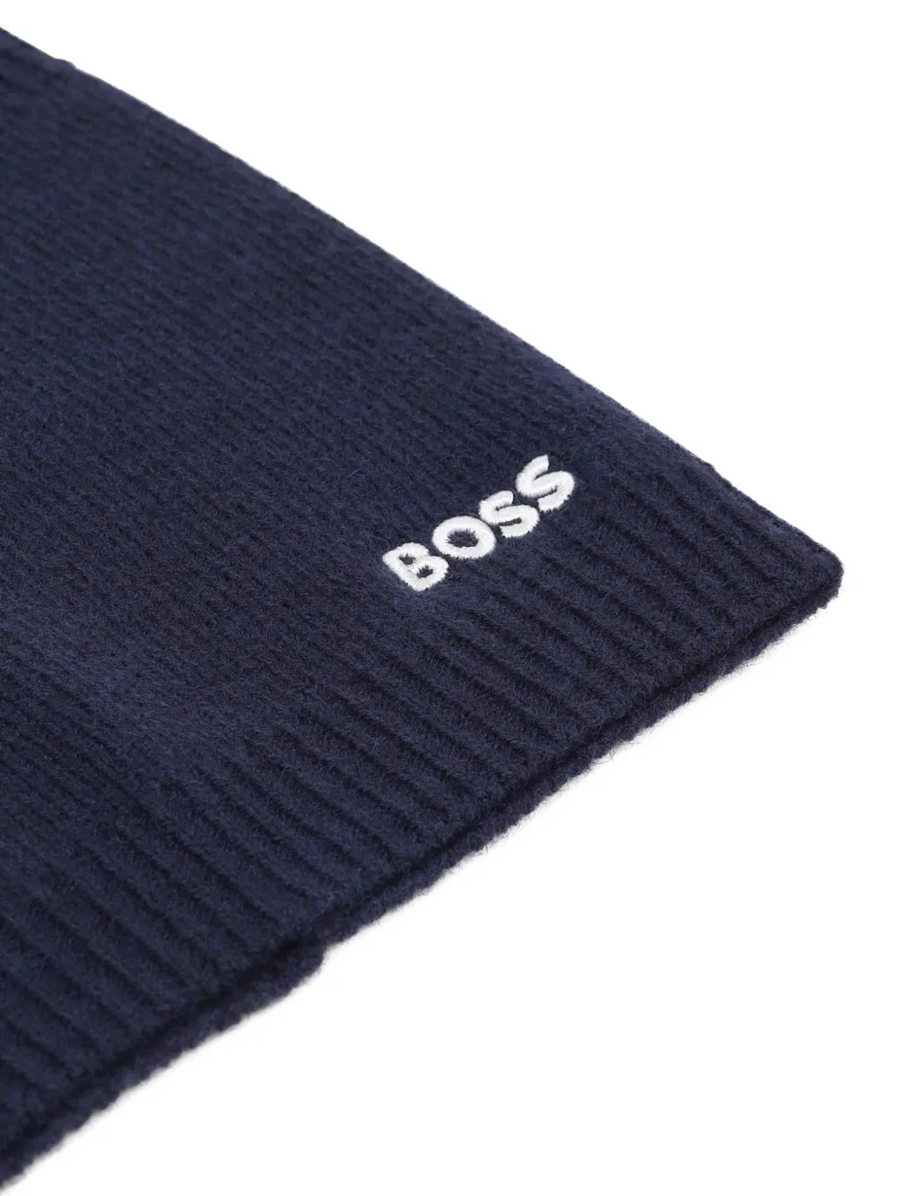 BOSS Kidswear Ribgebreide col met geborduurd logo Blauw