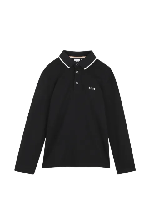 BOSS Kidswear playera tipo polo manga larga con logo