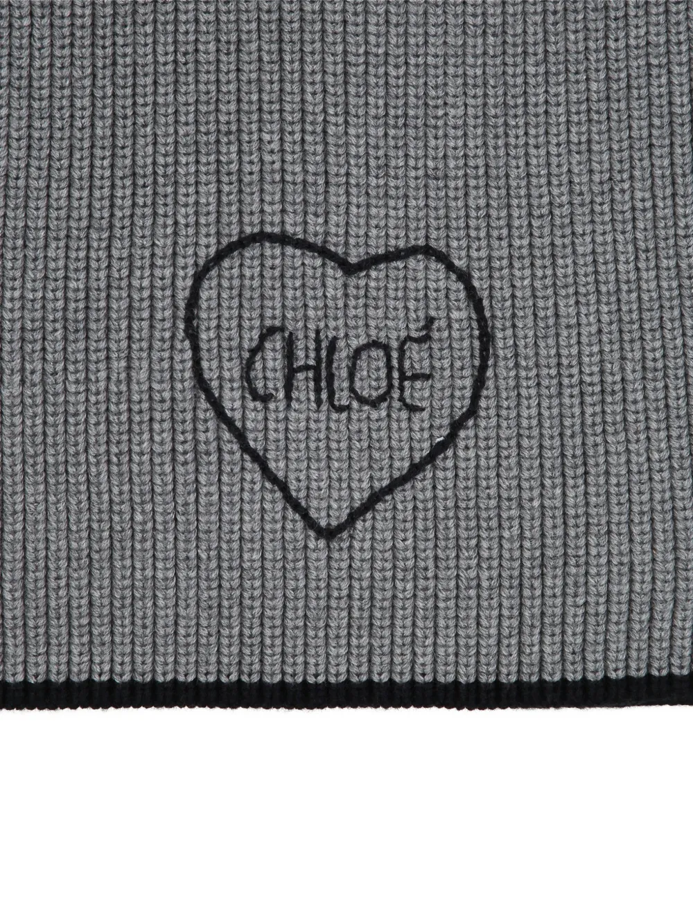 Chloé Kids Ribgebreide sjaal met hart-patroon Grijs