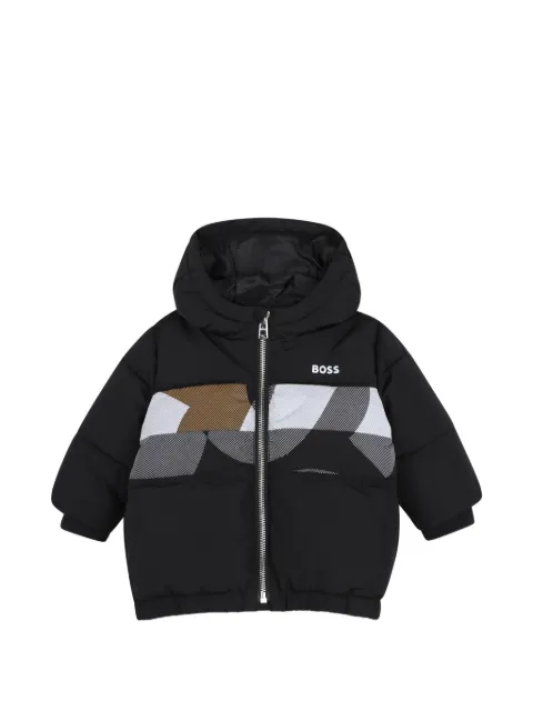 BOSS Kidswear chamarra capitonada con logo estampado