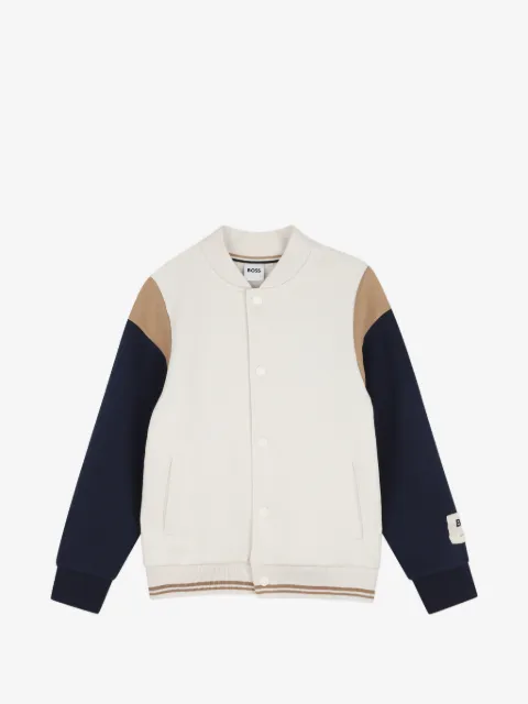 BOSS Kidswear logo-embroidered colour-block cardigan